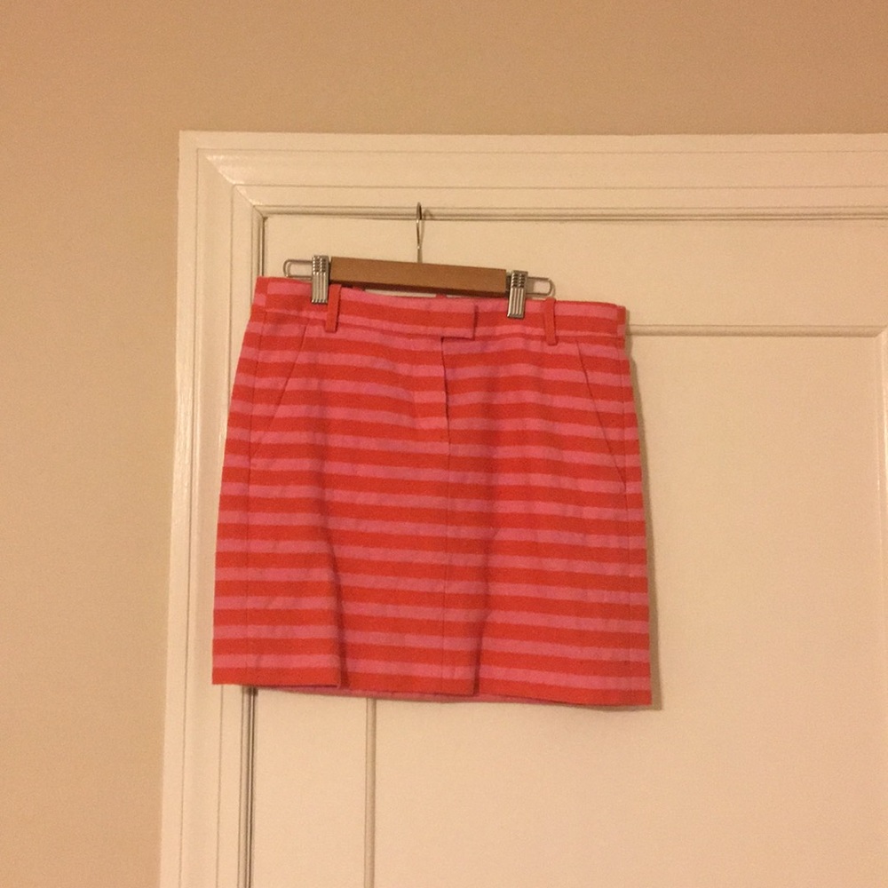 JCrew pink and orange striped mini skirt